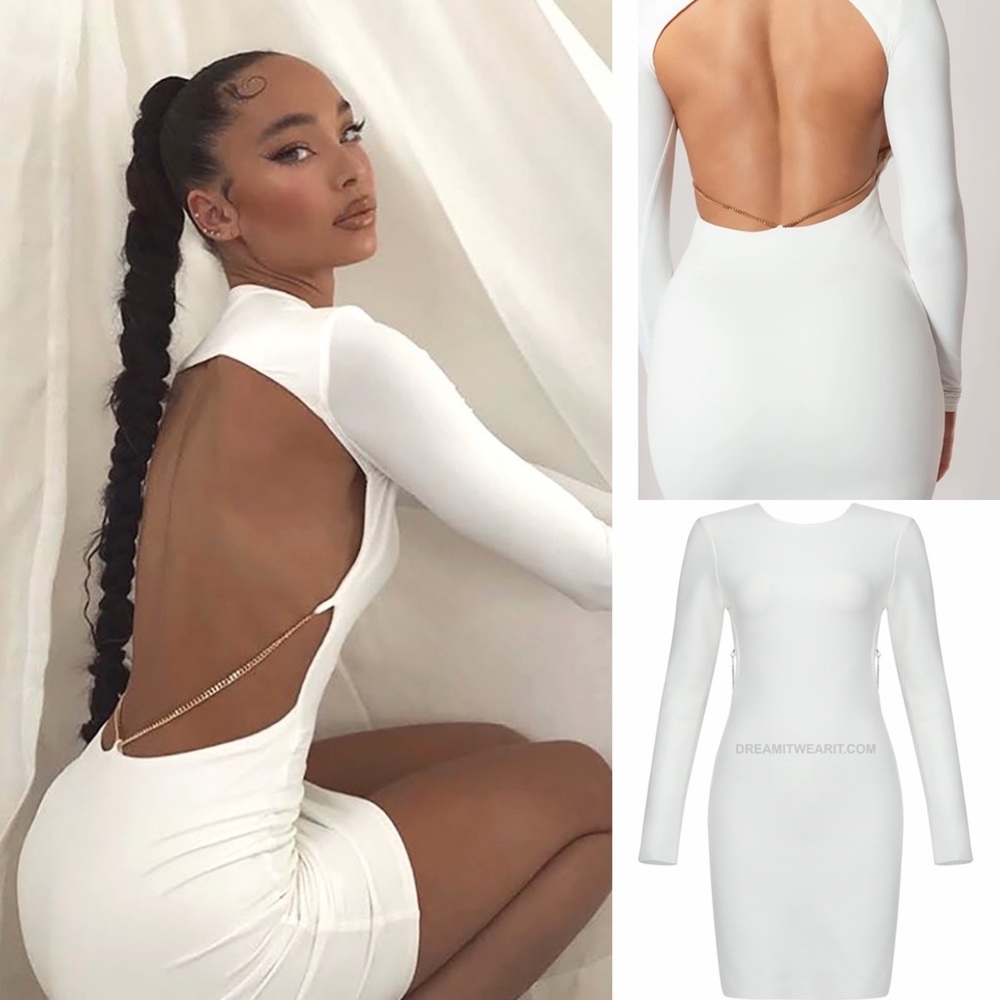 Meshki white dress with chain back